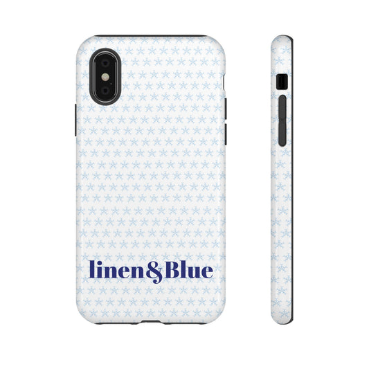 Phone Case – Linen & Blue Star Pattern Protective Cover