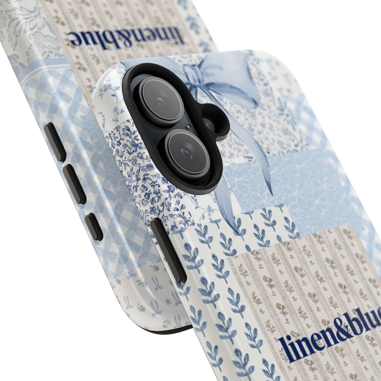 Blue Patchwork Bow linen&blue Cute Floral Protective Cover