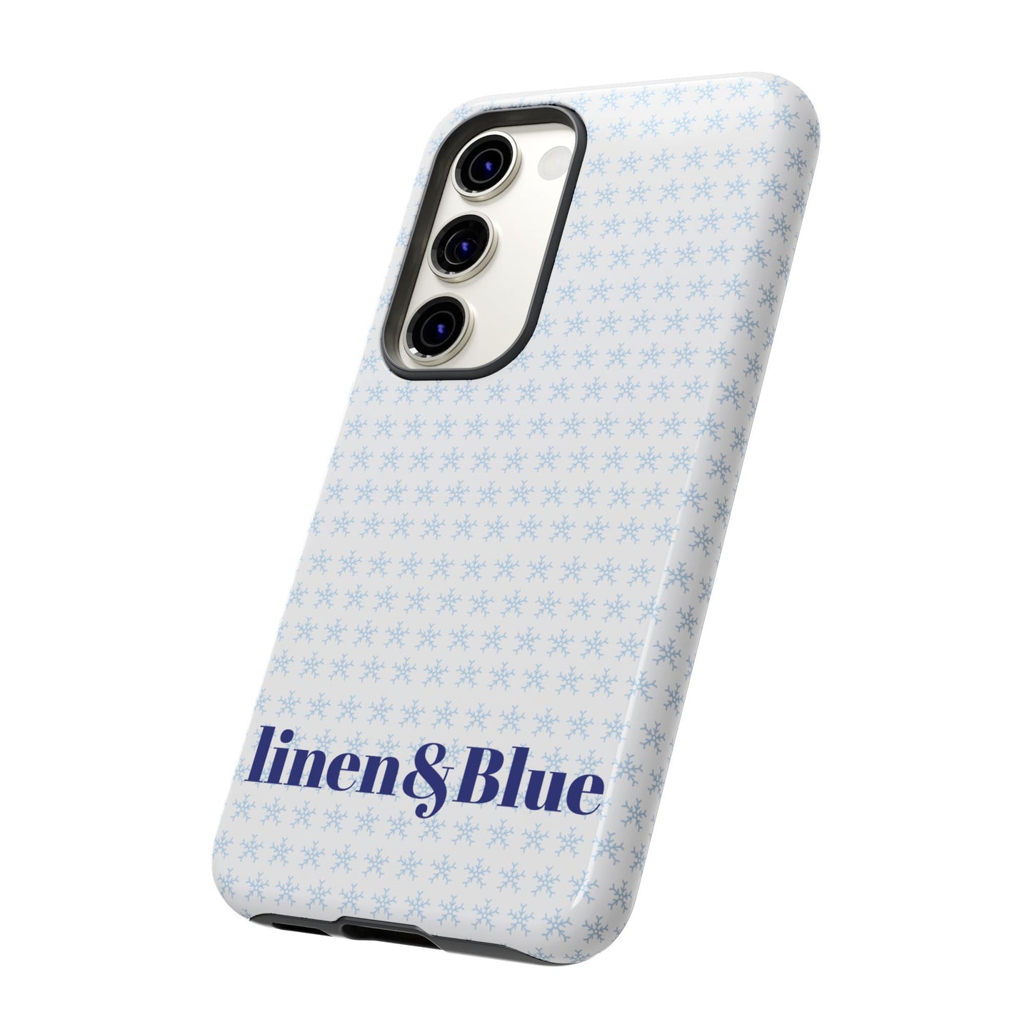 Phone Case – Linen & Blue Star Pattern Protective Cover