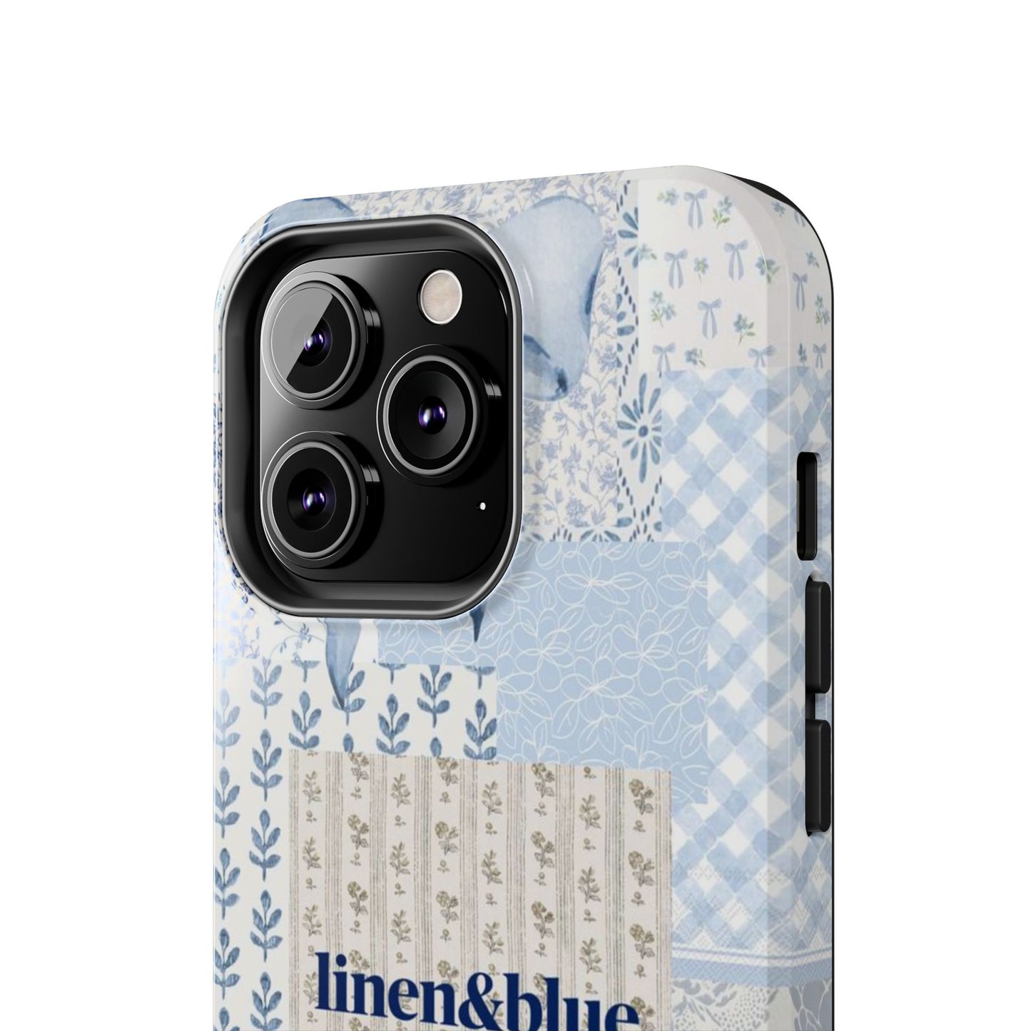 Blue Patchwork Bow linen&blue Cute Floral Protective Cover