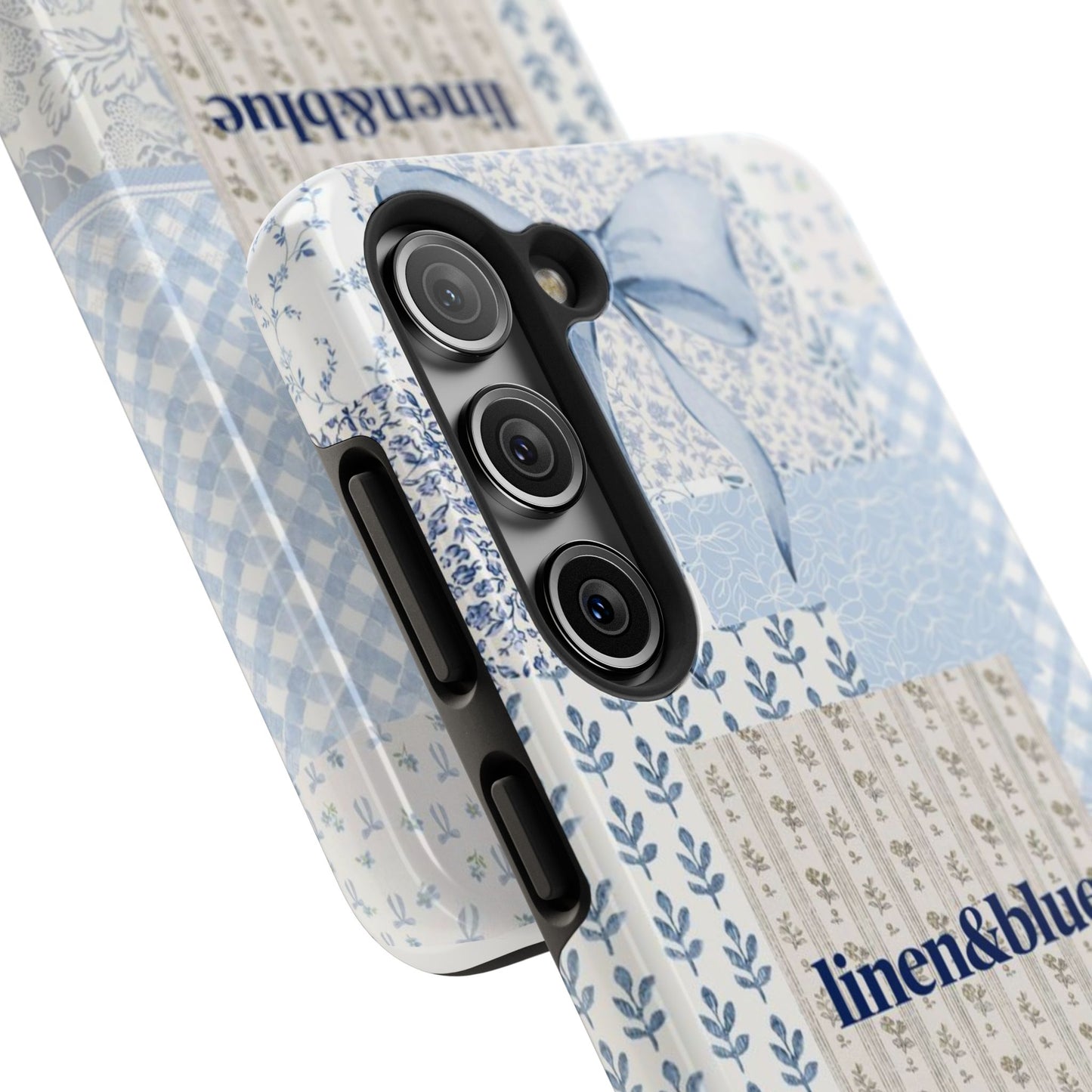 Blue Patchwork Bow linen&blue Cute Floral Protective Cover