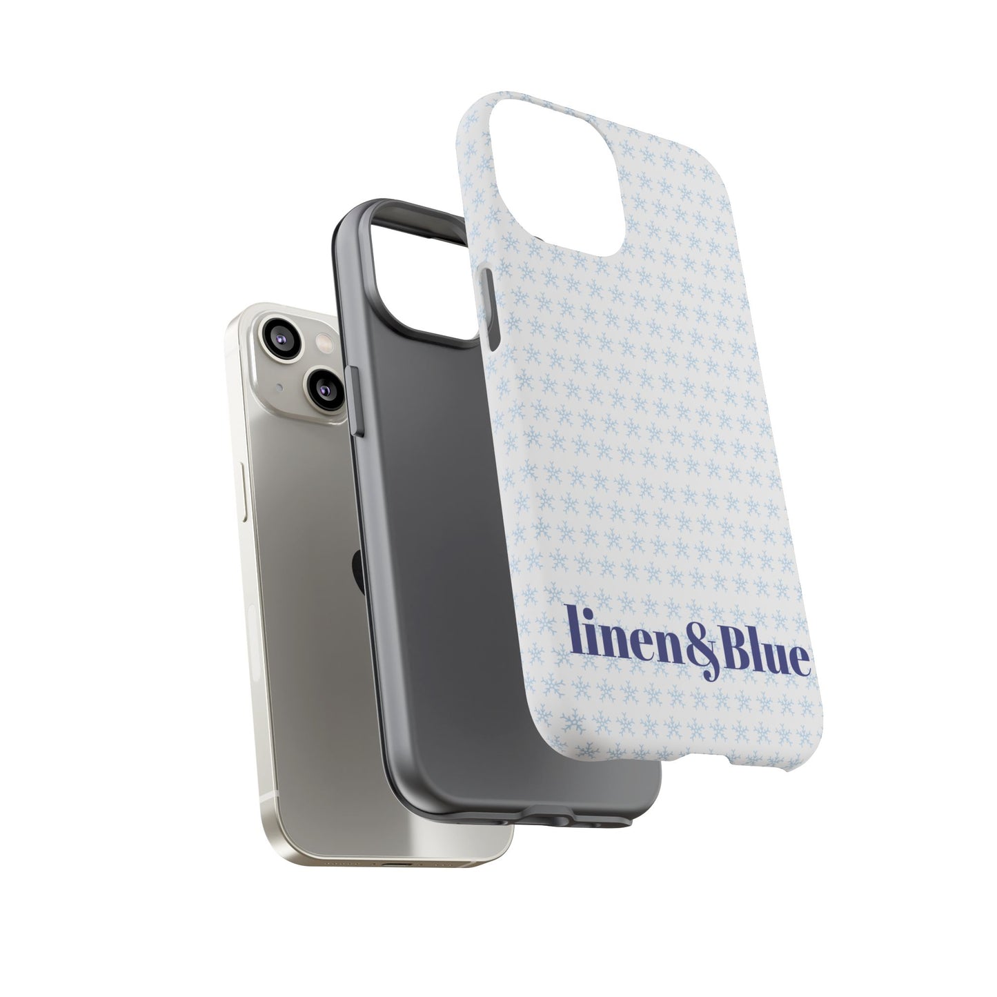 Phone Case – Linen & Blue Star Pattern Protective Cover