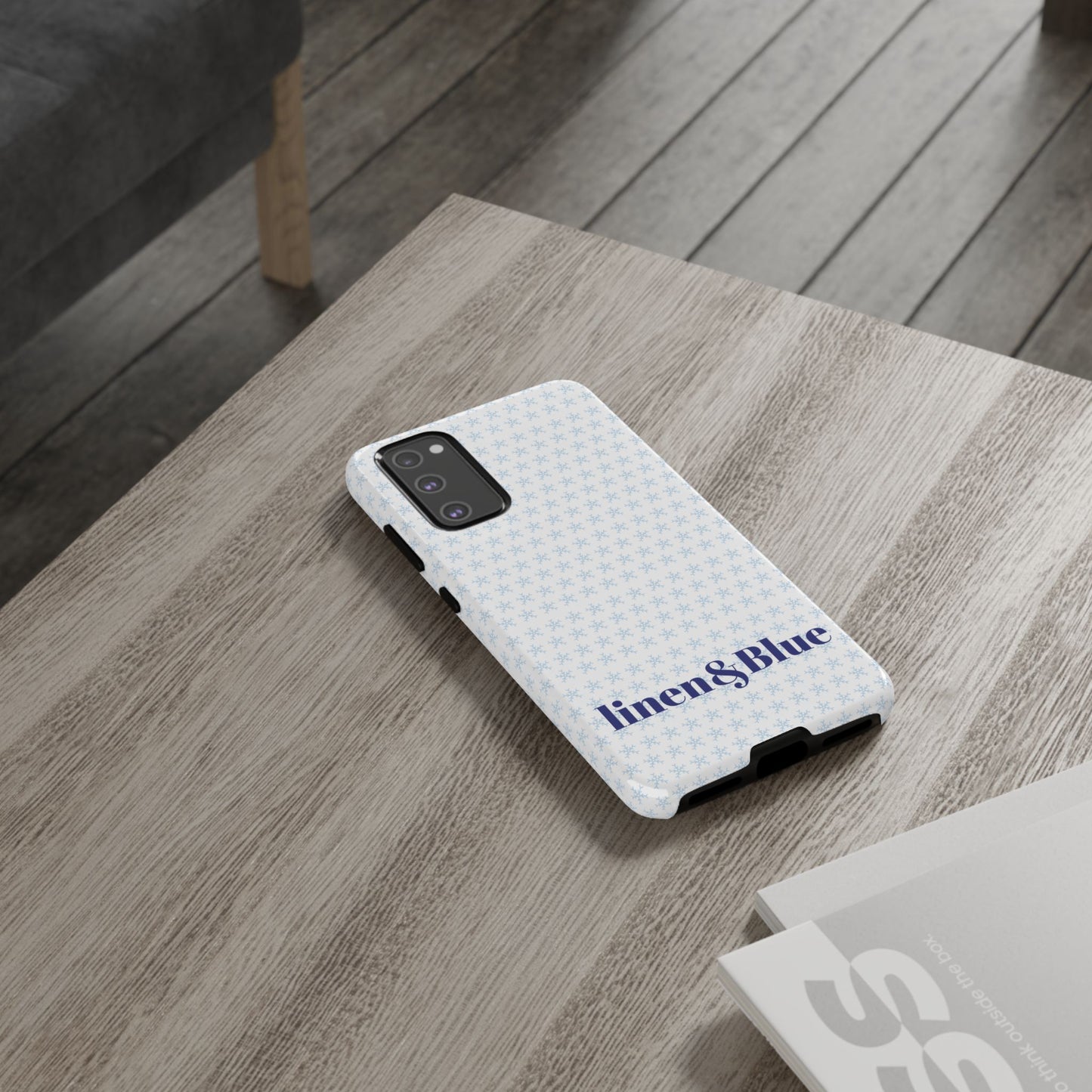 Phone Case – Linen & Blue Star Pattern Protective Cover