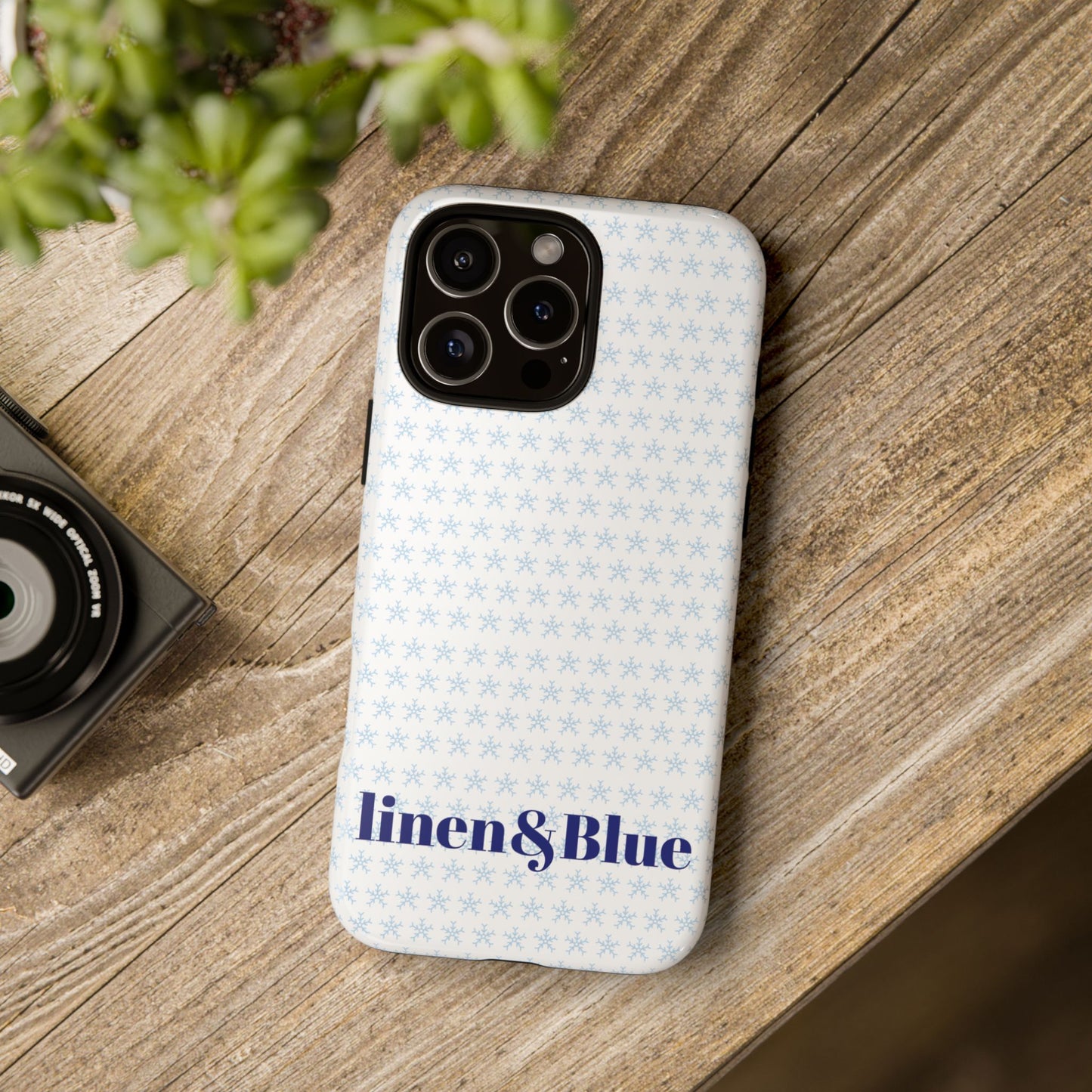 Phone Case – Linen & Blue Star Pattern Protective Cover