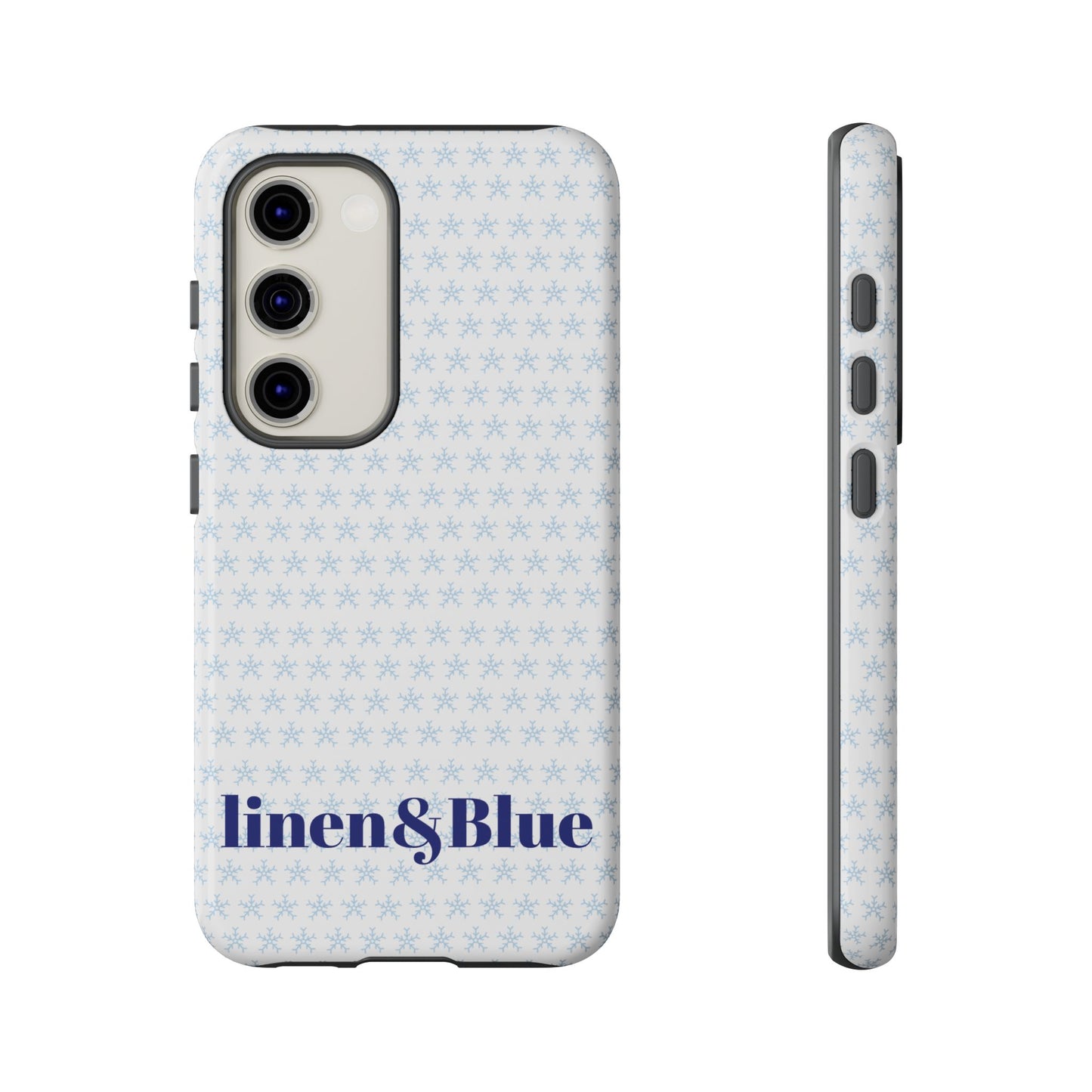 Phone Case – Linen & Blue Star Pattern Protective Cover