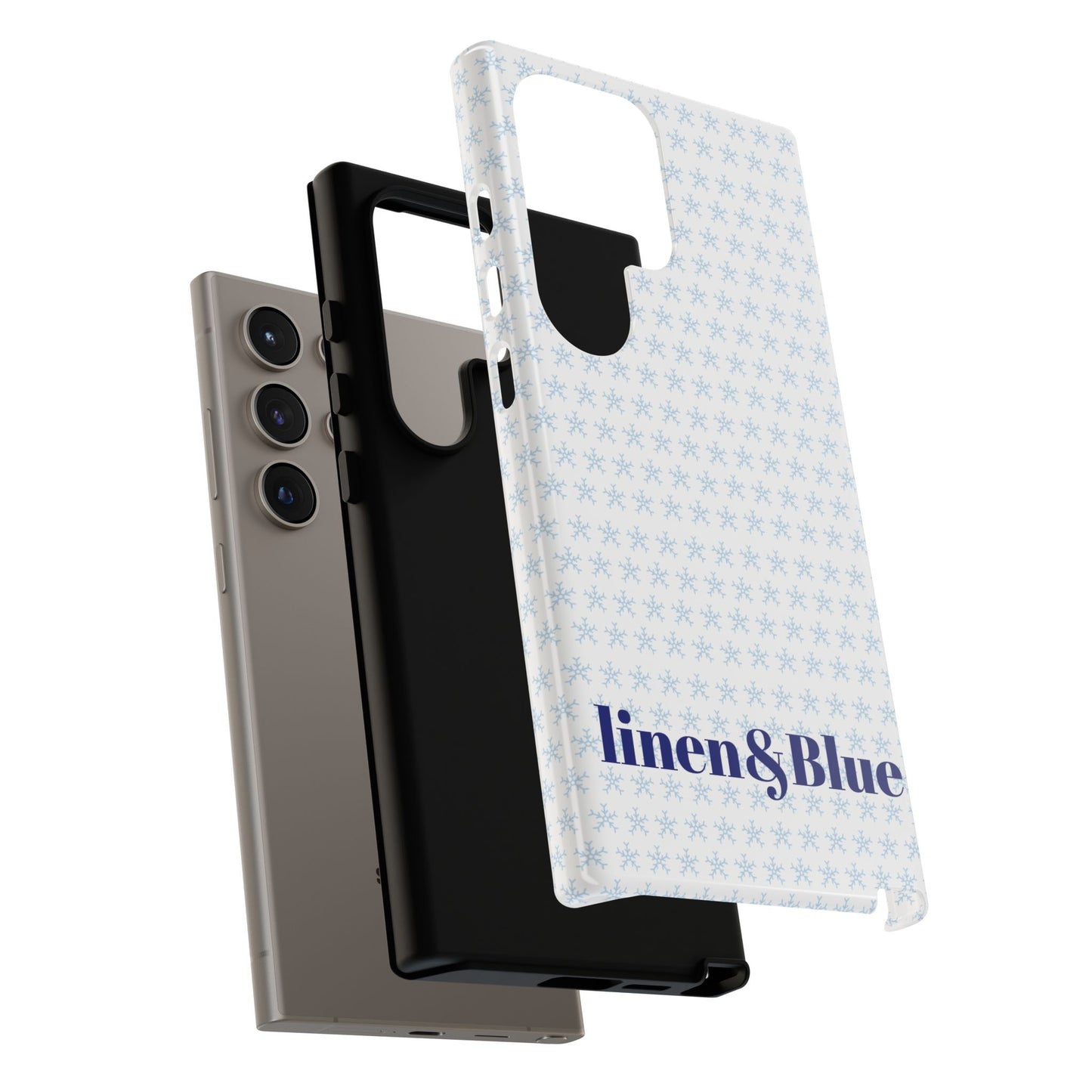 Phone Case – Linen & Blue Star Pattern Protective Cover