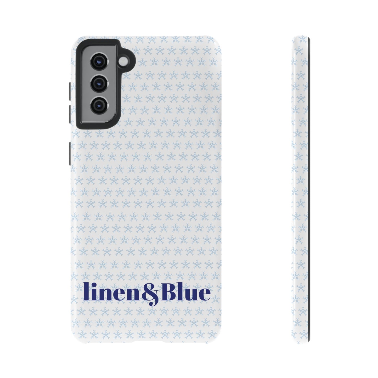Phone Case – Linen & Blue Star Pattern Protective Cover