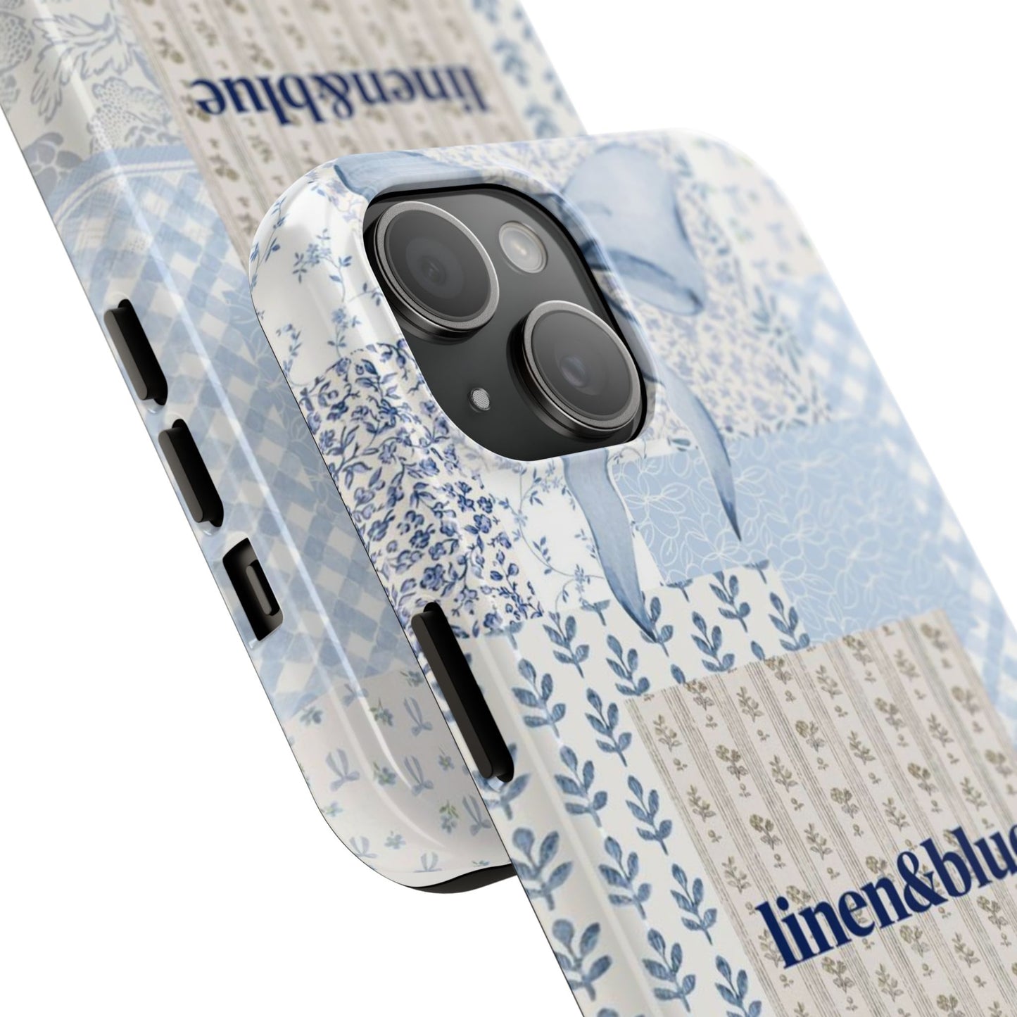 Blue Patchwork Bow linen&blue Cute Floral Protective Cover