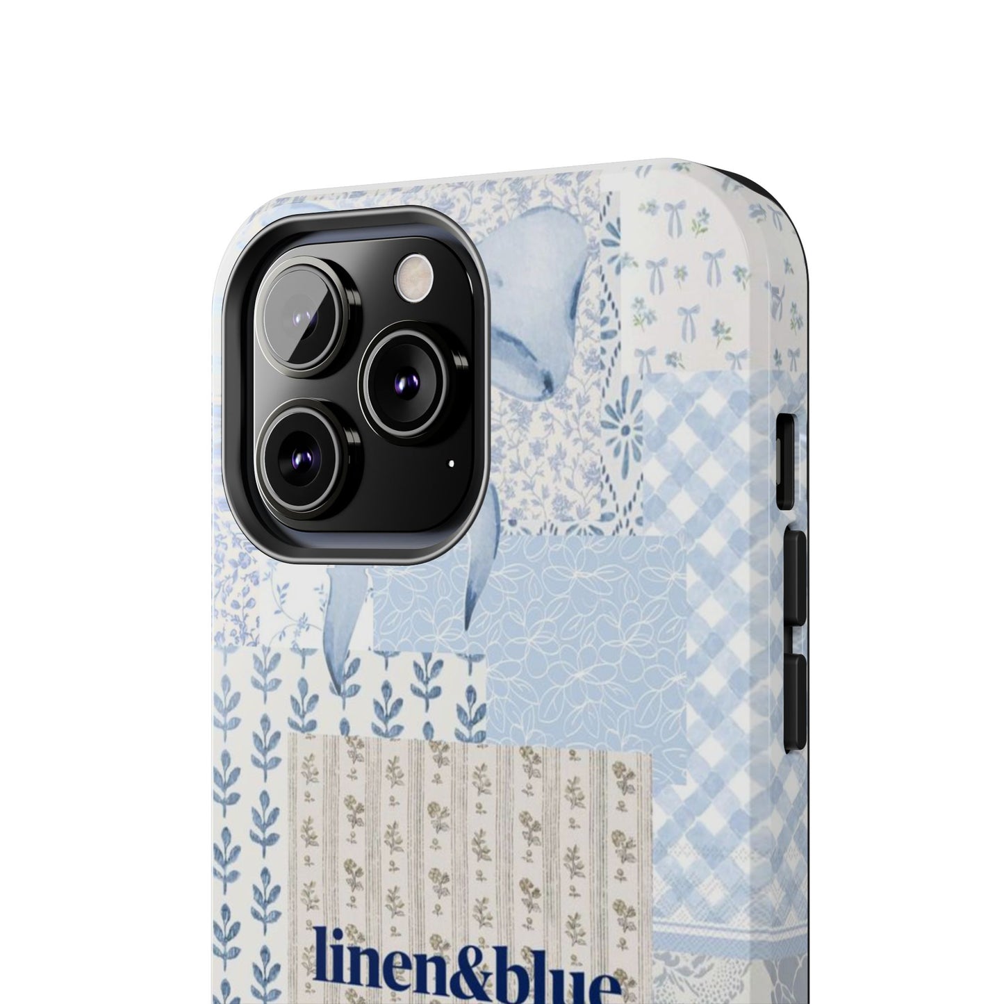 Blue Patchwork Bow linen&blue Cute Floral Protective Cover