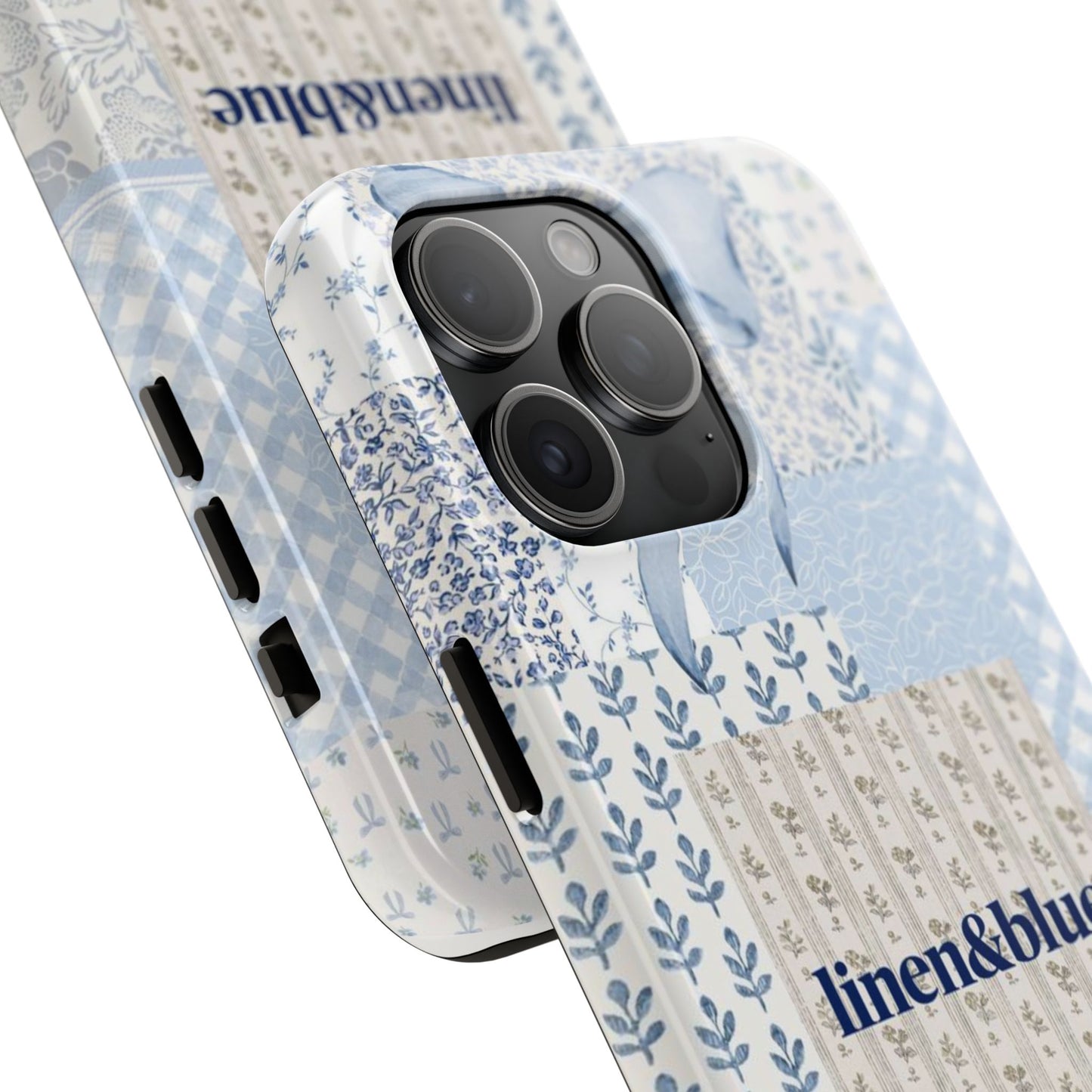 Blue Patchwork Bow linen&blue Cute Floral Protective Cover