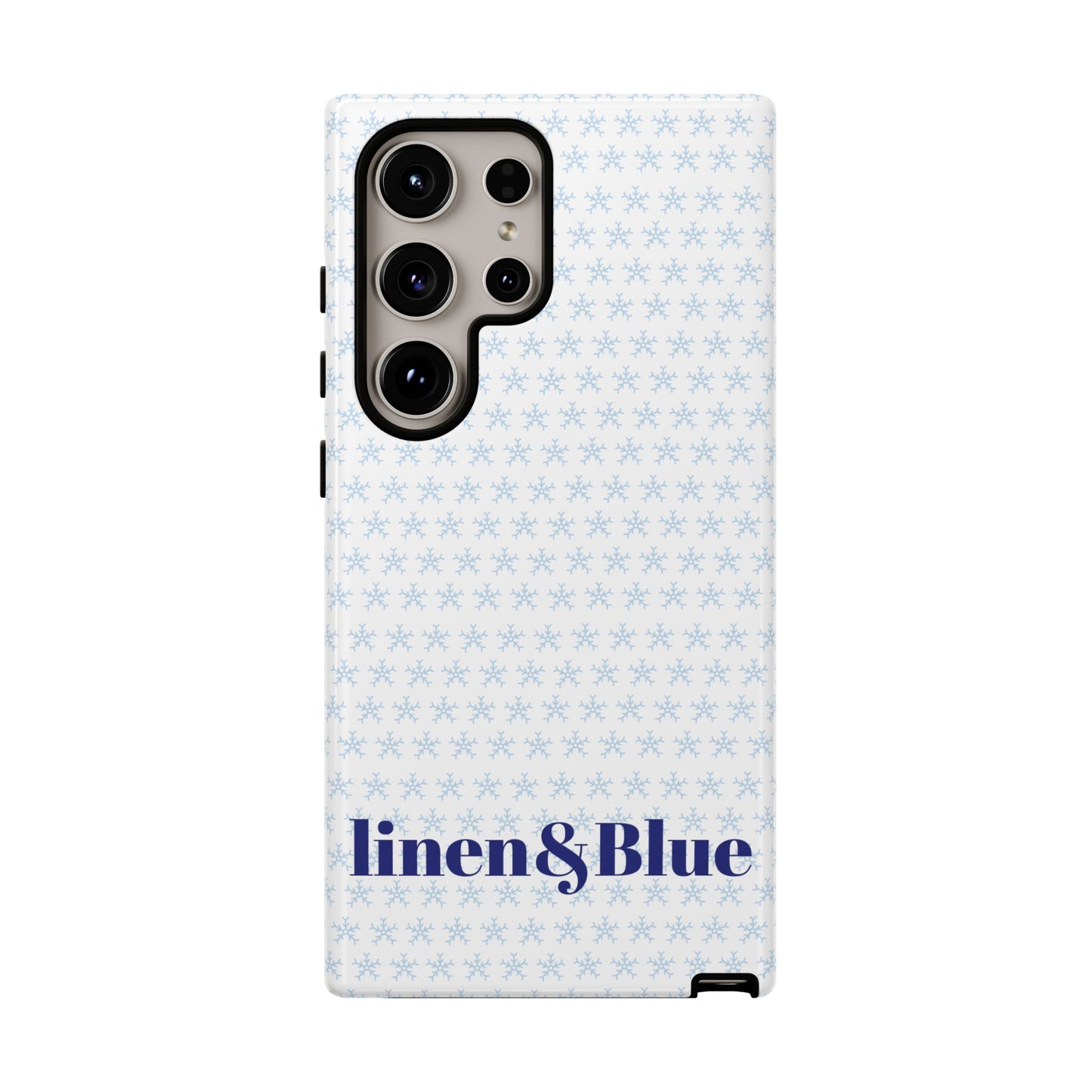 Phone Case – Linen & Blue Star Pattern Protective Cover