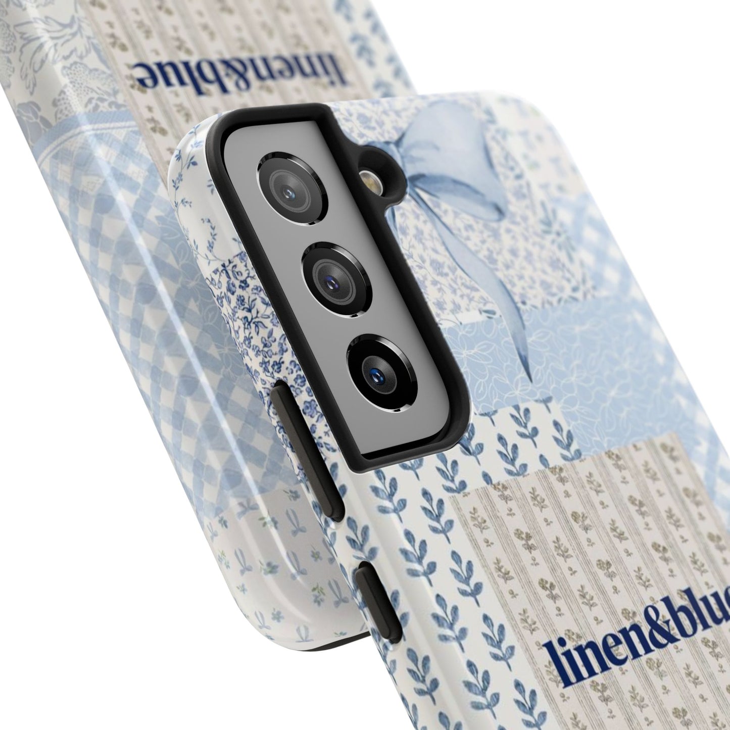 Blue Patchwork Bow linen&blue Cute Floral Protective Cover