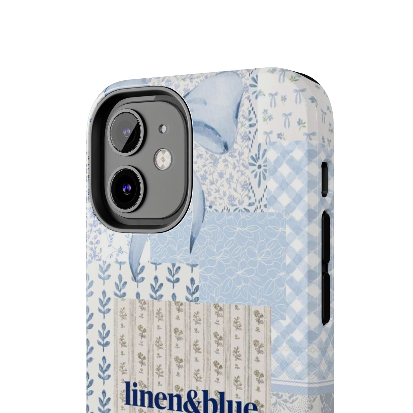 Blue Patchwork Bow linen&blue Cute Floral Protective Cover