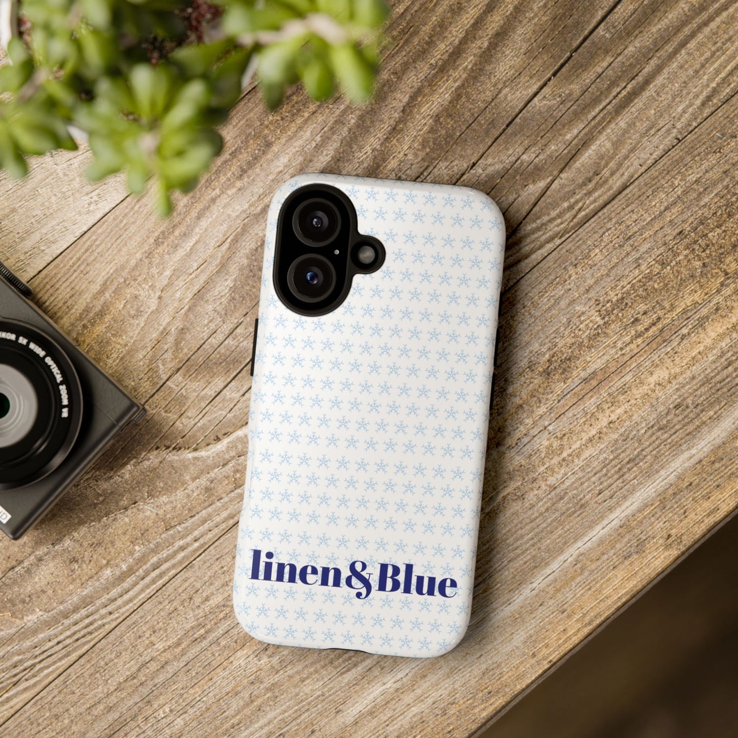 Phone Case – Linen & Blue Star Pattern Protective Cover