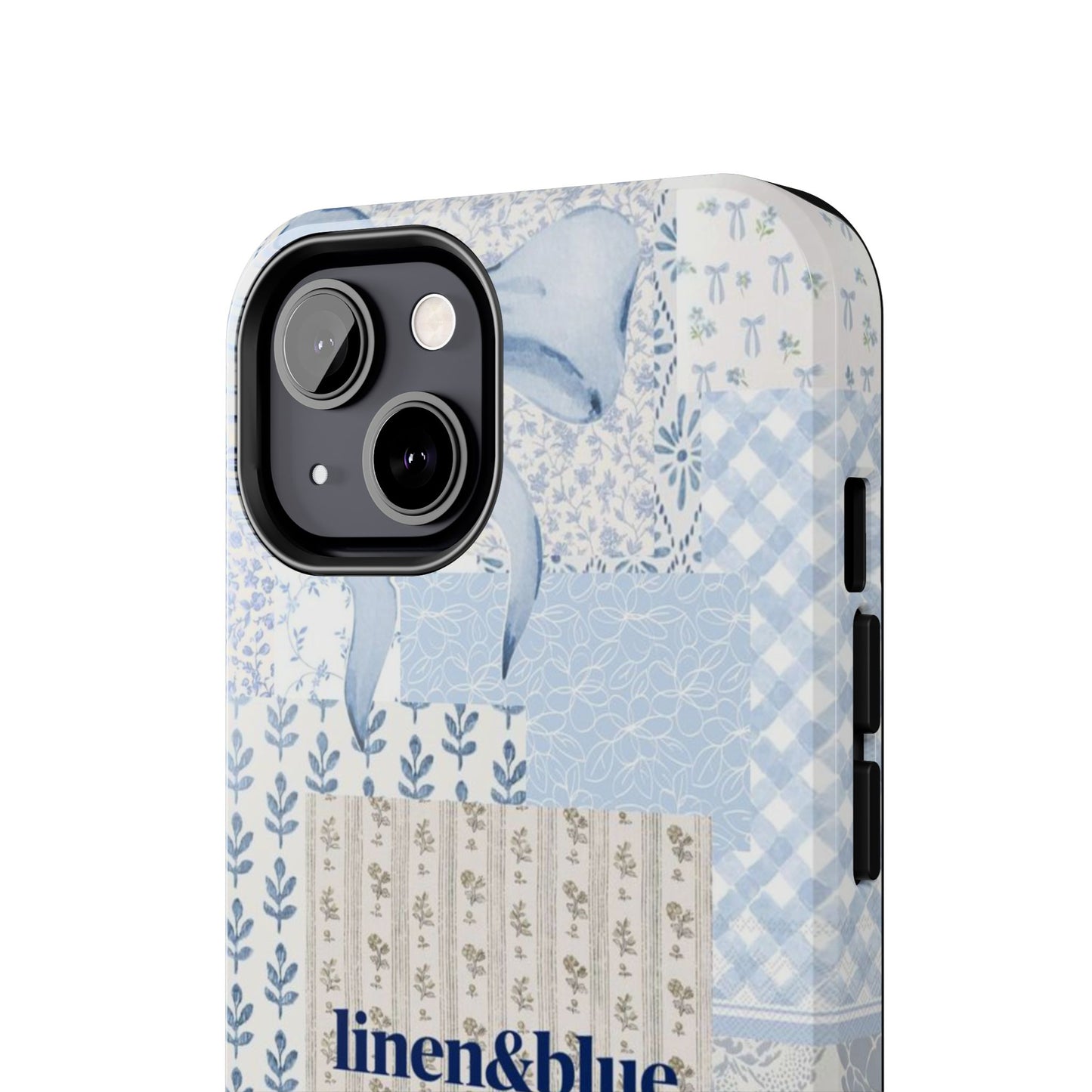 Blue Patchwork Bow linen&blue Cute Floral Protective Cover