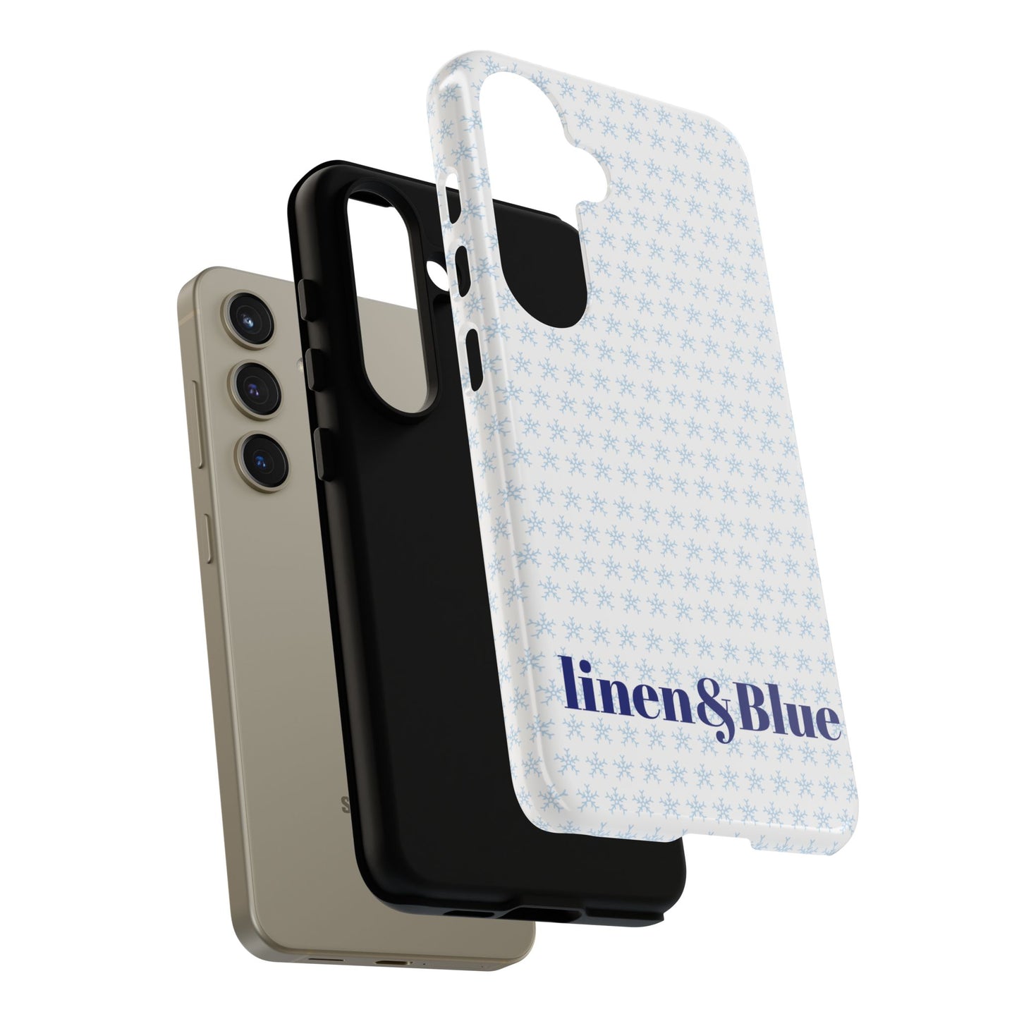 Phone Case – Linen & Blue Star Pattern Protective Cover