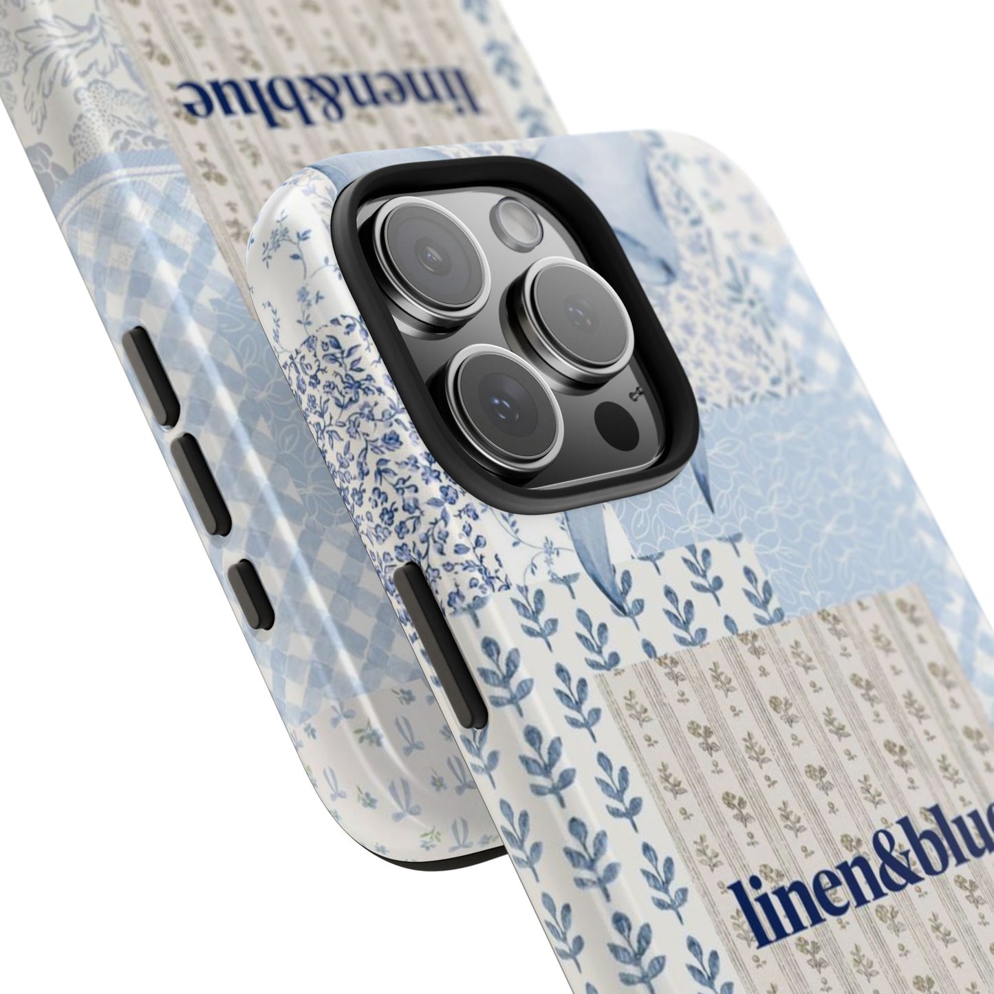 Blue Patchwork Bow linen&blue Cute Floral Protective Cover