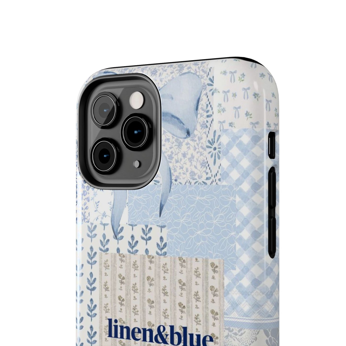 Blue Patchwork Bow linen&blue Cute Floral Protective Cover