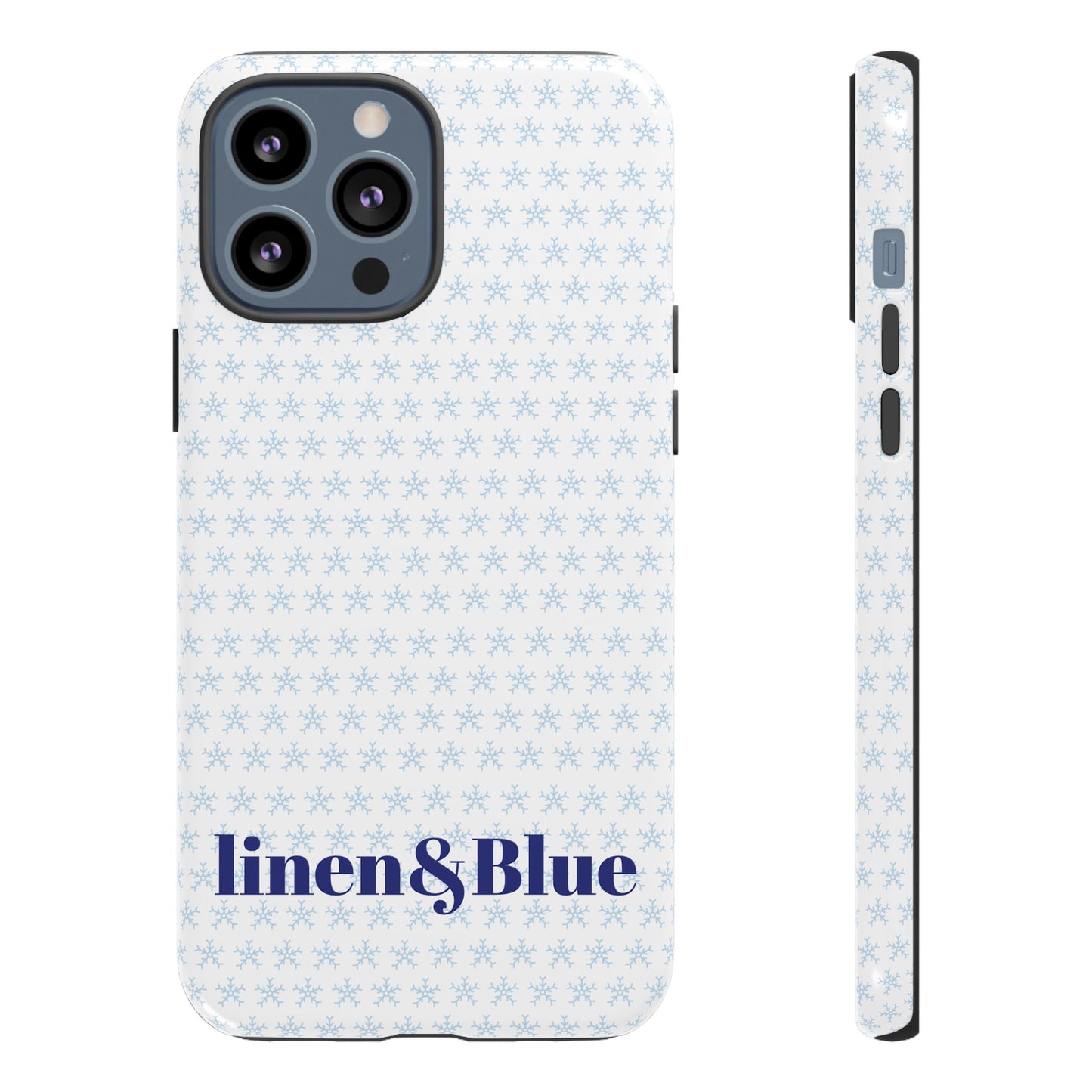 Phone Case – Linen & Blue Star Pattern Protective Cover