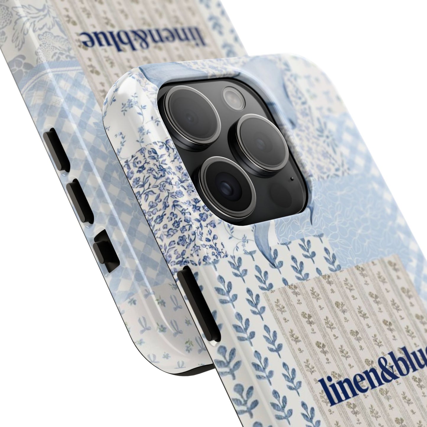 Blue Patchwork Bow linen&blue Cute Floral Protective Cover