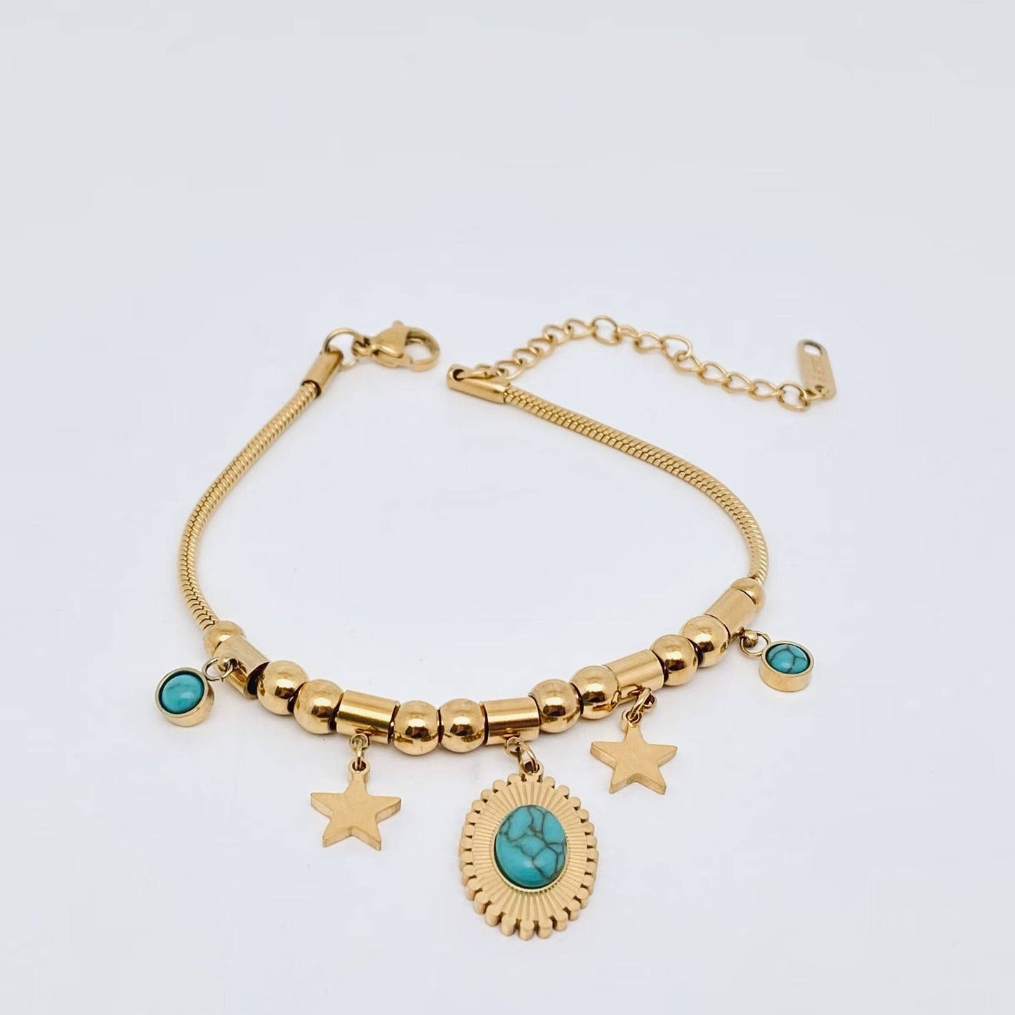Gold Plated Stainless Steel Necklace Bracelet Earring Set