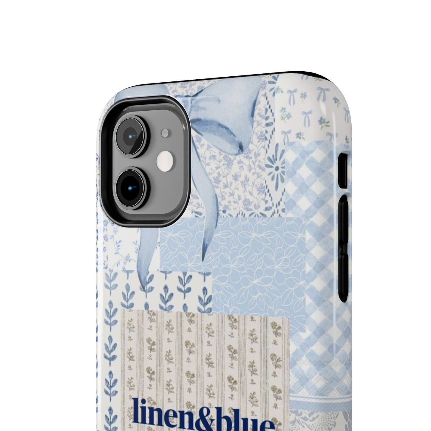 Blue Patchwork Bow linen&blue Cute Floral Protective Cover