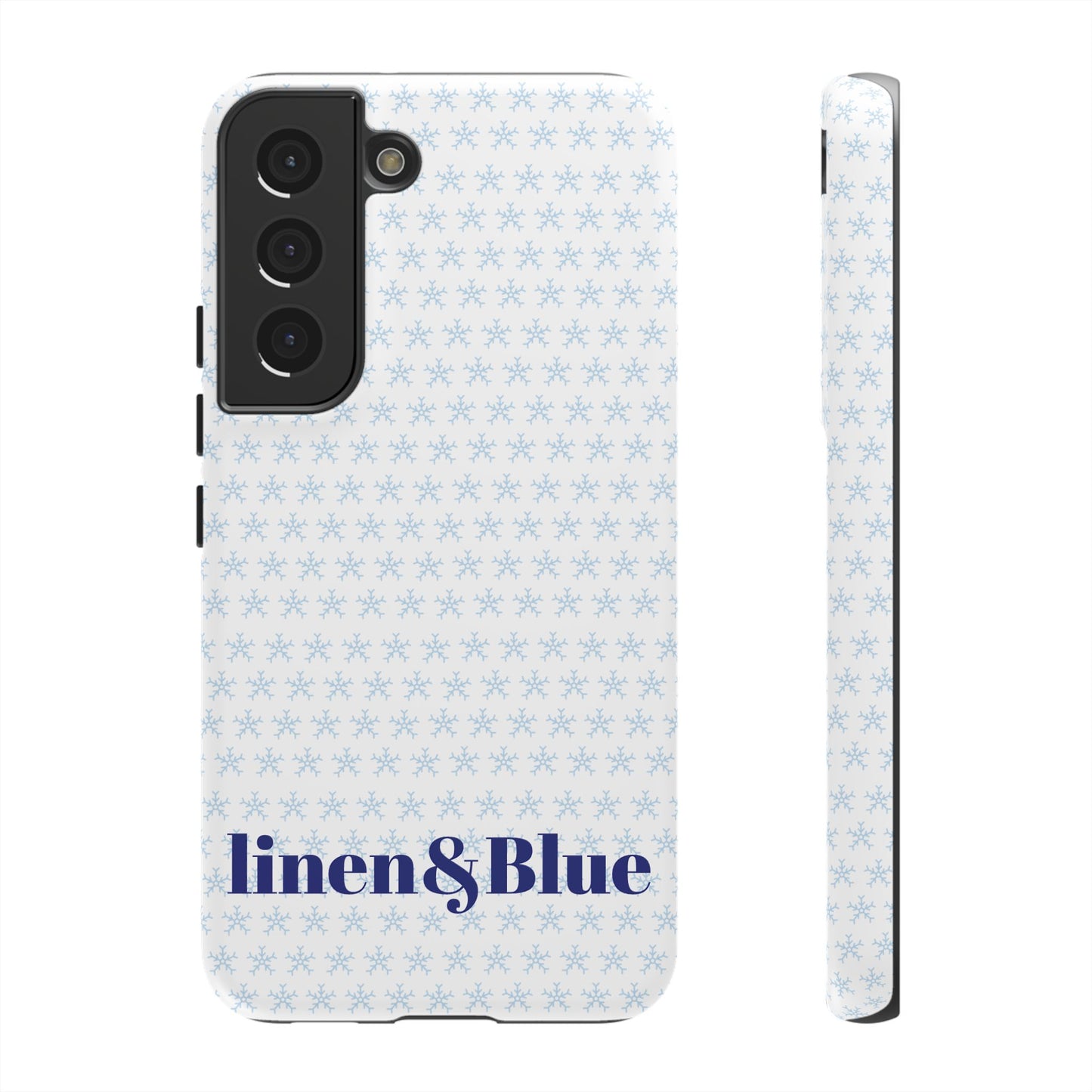 Phone Case – Linen & Blue Star Pattern Protective Cover