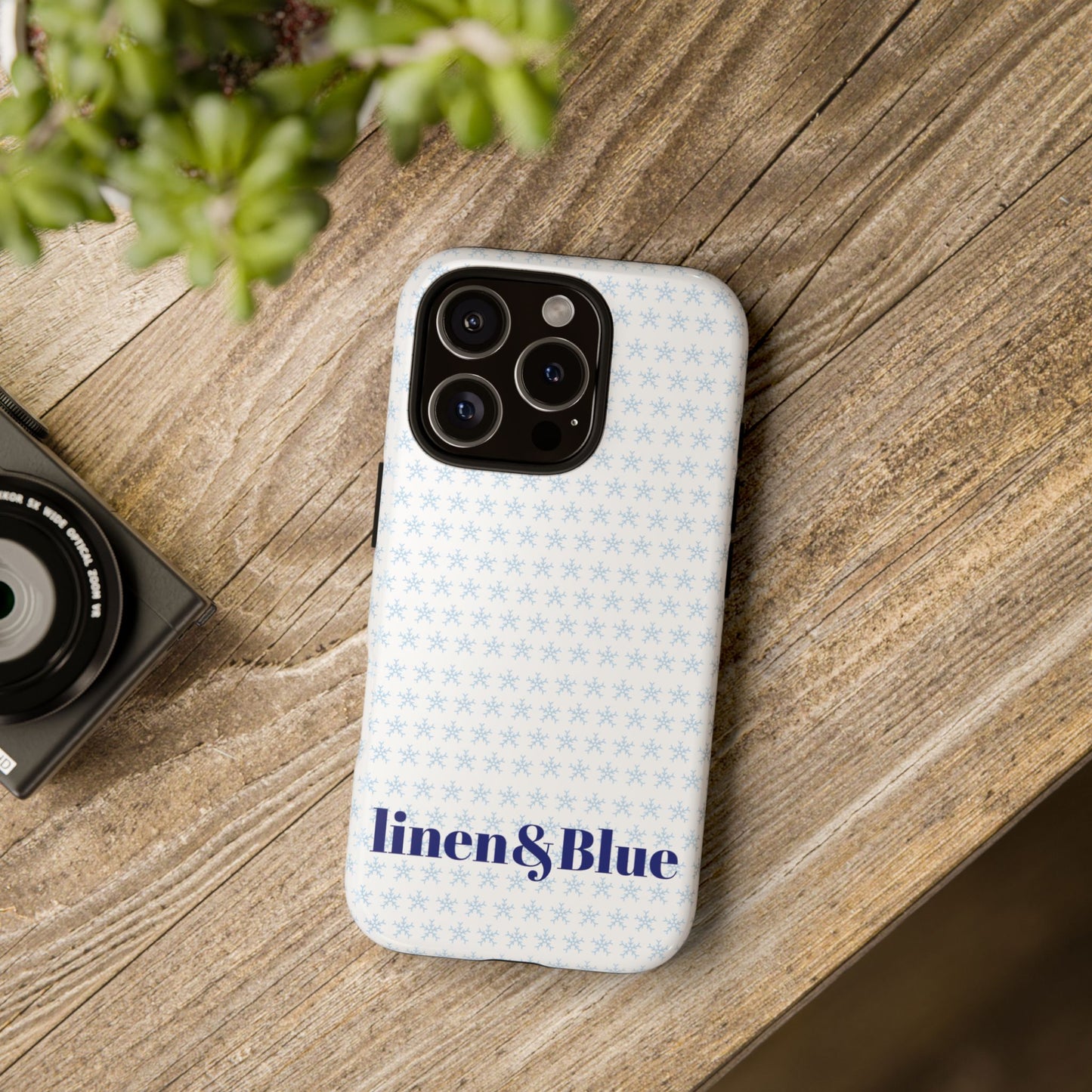 Phone Case – Linen & Blue Star Pattern Protective Cover