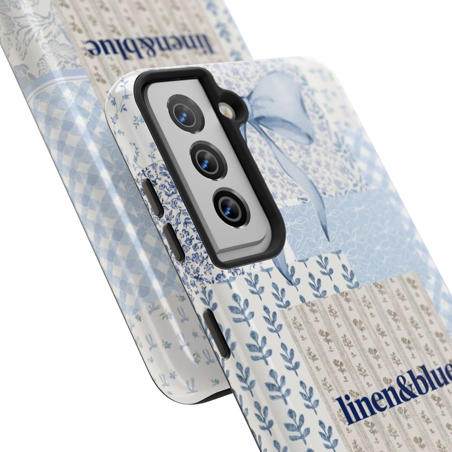 Blue Patchwork Bow linen&blue Cute Floral Protective Cover