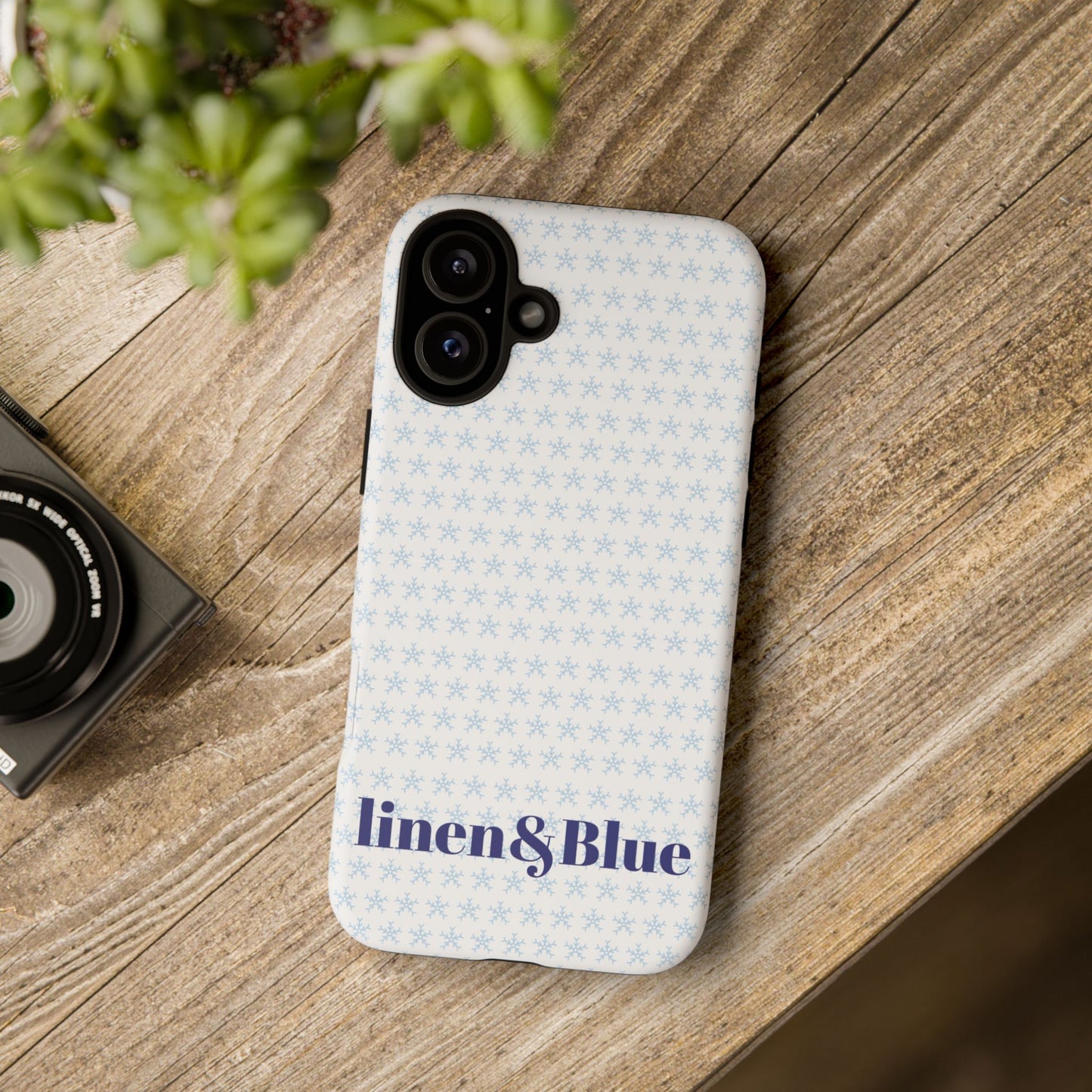 Phone Case – Linen & Blue Star Pattern Protective Cover