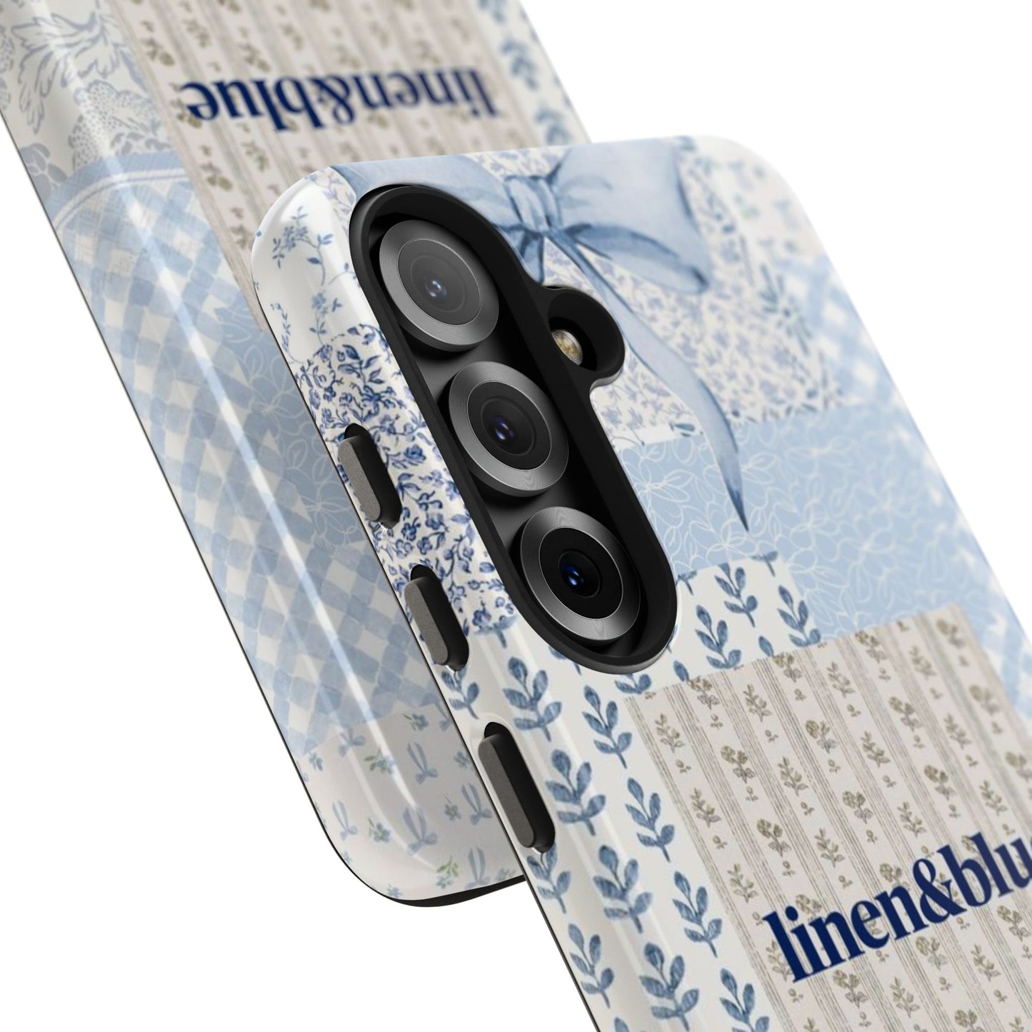 Blue Patchwork Bow linen&blue Cute Floral Protective Cover