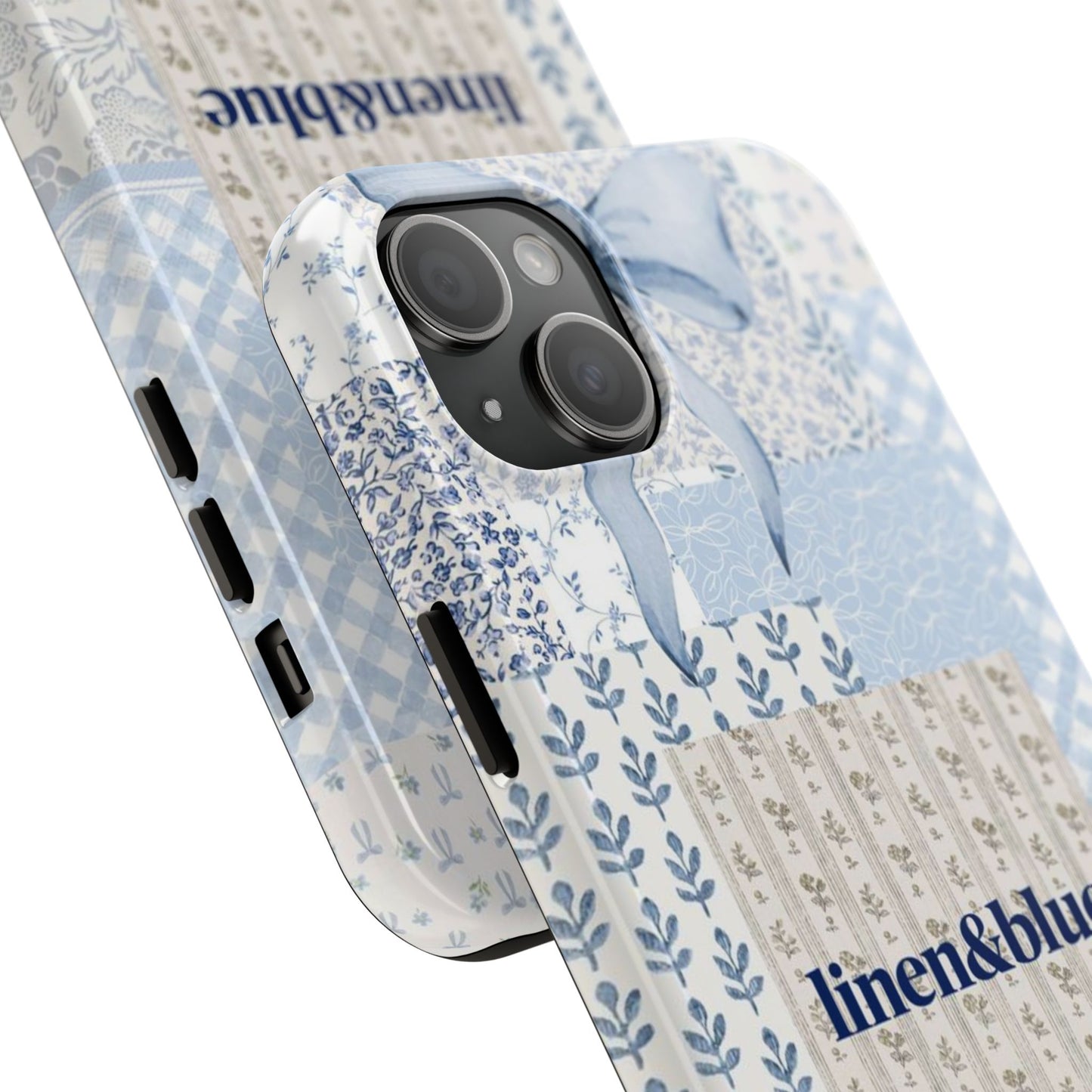 Blue Patchwork Bow linen&blue Cute Floral Protective Cover