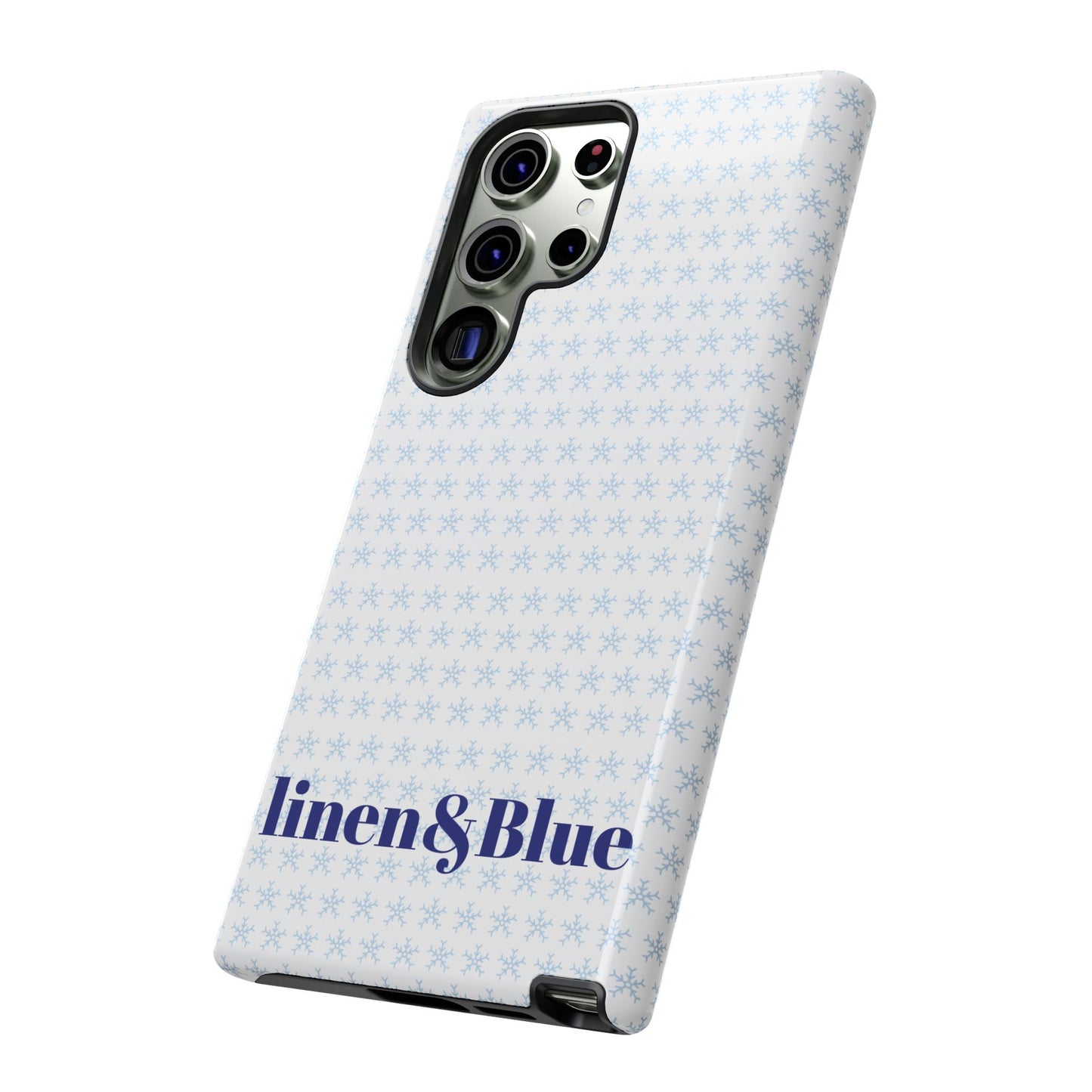 Phone Case – Linen & Blue Star Pattern Protective Cover