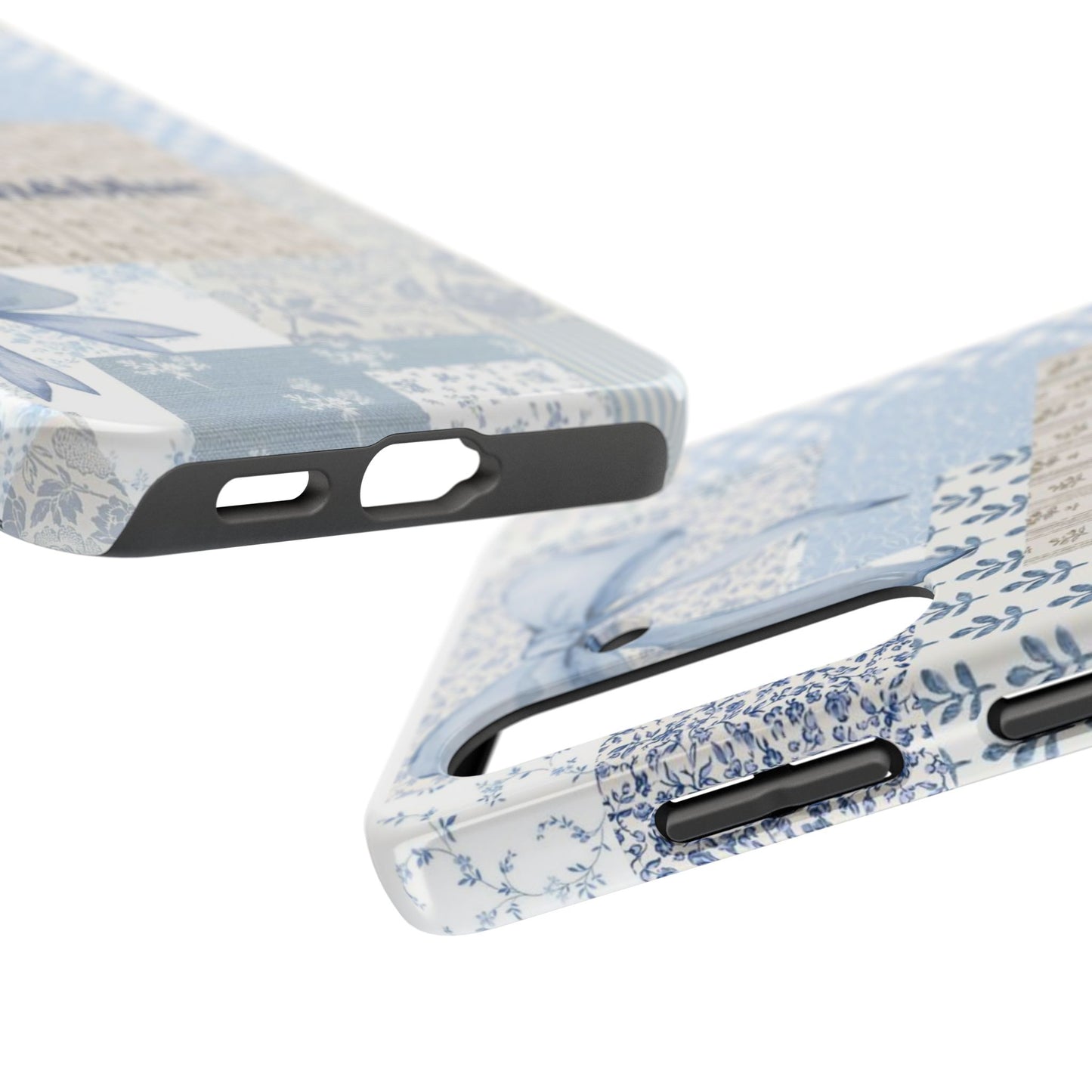 Blue Patchwork Bow linen&blue Cute Floral Protective Cover