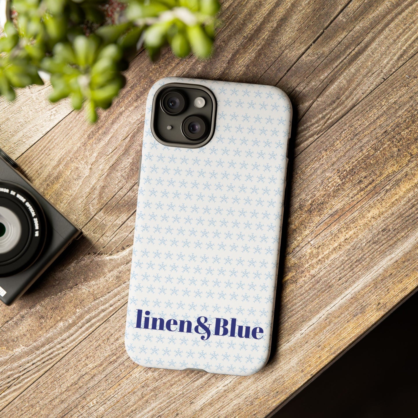 Phone Case – Linen & Blue Star Pattern Protective Cover