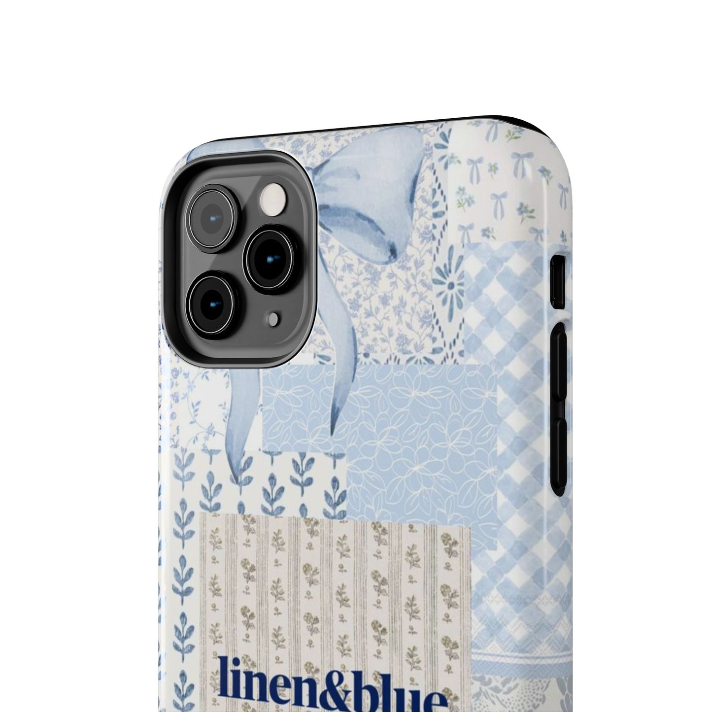 Blue Patchwork Bow linen&blue Cute Floral Protective Cover