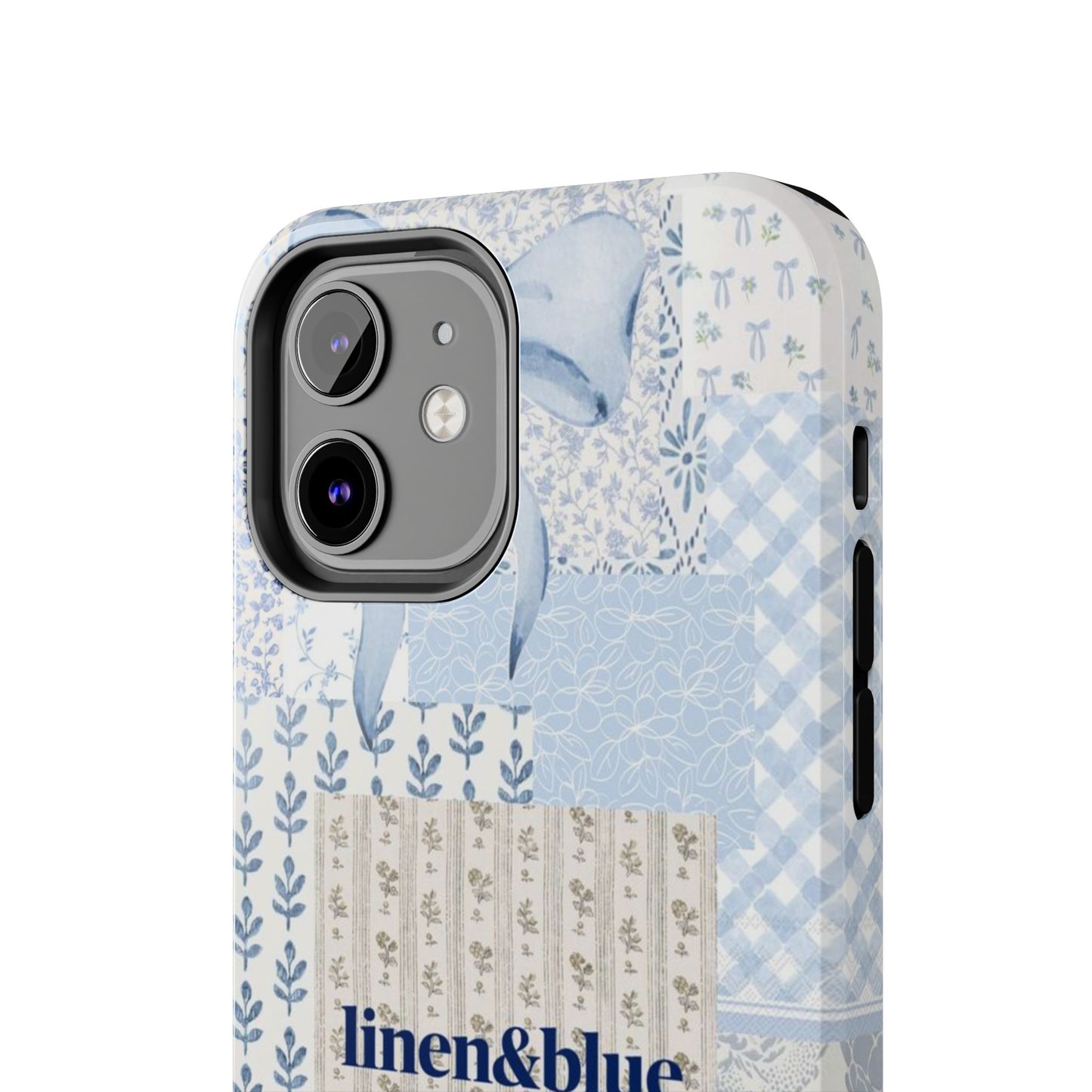 Blue Patchwork Bow linen&blue Cute Floral Protective Cover