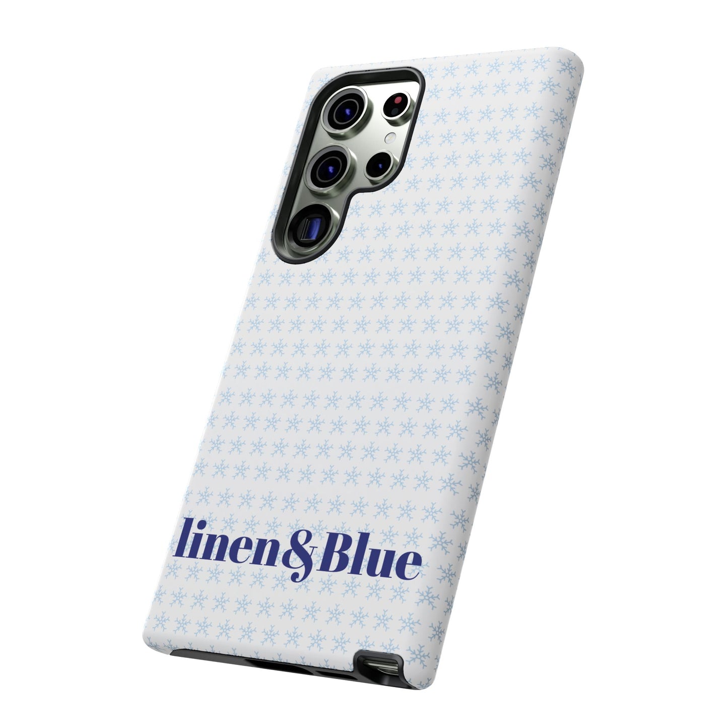 Phone Case – Linen & Blue Star Pattern Protective Cover